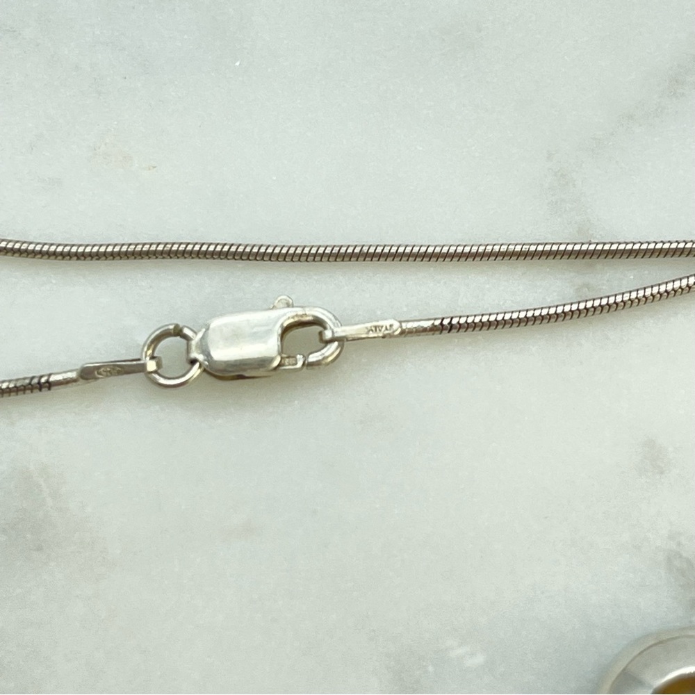 Silver ‘Forget Me Not’ Flower Heart Charm Pendant Necklace, Sterling Snake Chain - Picture 10 of 14